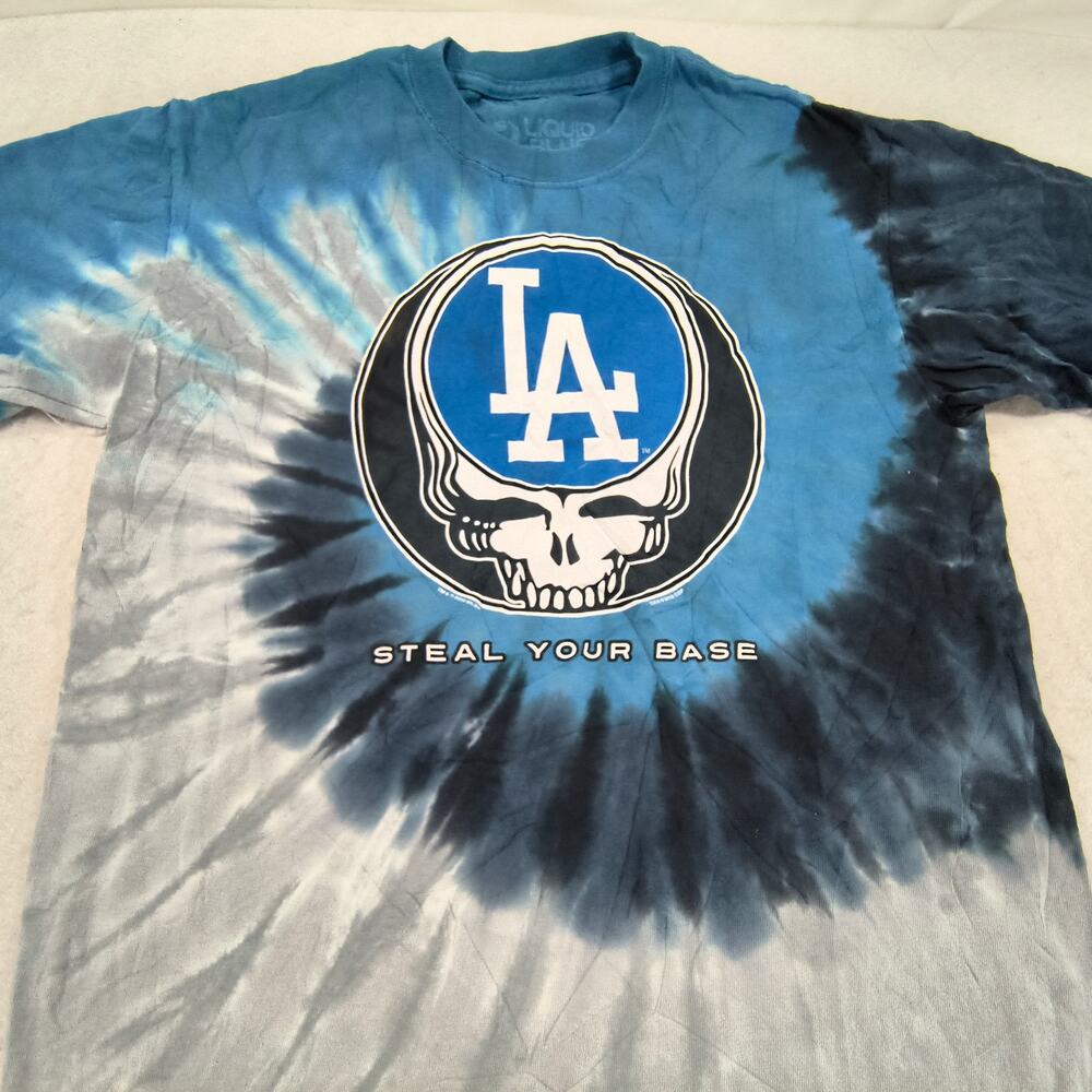 Grateful Dead Band Liquid Blue Short Sleeve Graphic Shirt Mens Size S Tie Dye